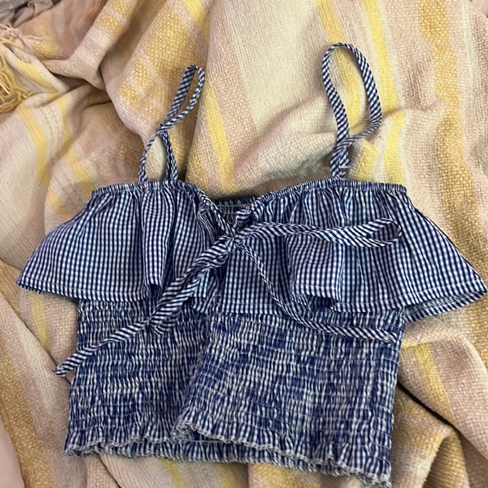 Sweetheart Blue Gingham Crop Top